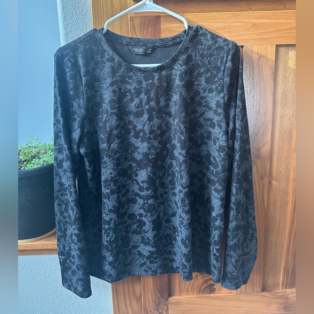 Kohl's Charcoal Floral Patterned Blouse